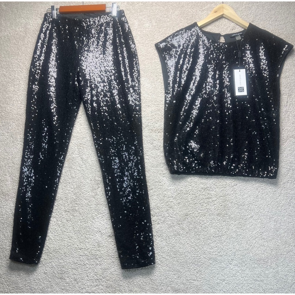 Cable & Gauge Black Sequin Pantsuit